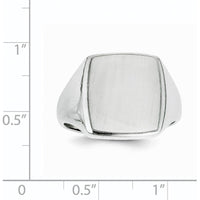 14K White Gold 13.0x15.0mm Men's Signet Ring with Satin and Polished Finish by 0