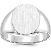 14K White Gold 13.0x15.5mm Open Back Signet Ring - Engravable, Rhodium Plated by 0