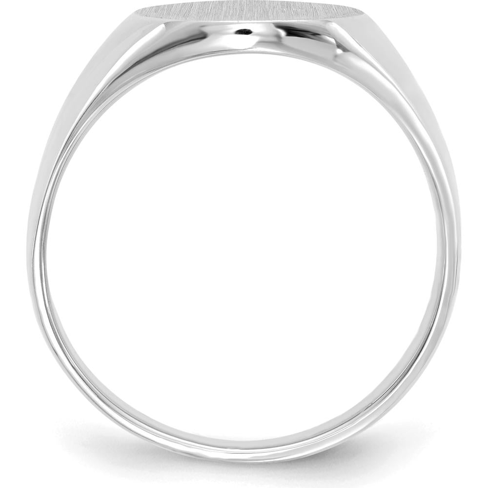 14K White Gold 13.0x15.5mm Open Back Signet Ring - Engravable, Rhodium Plated by 0