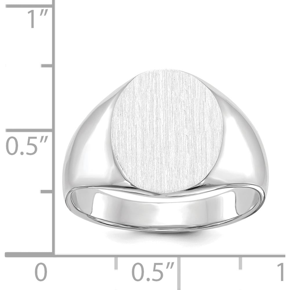 14K White Gold 13.0x15.5mm Open Back Signet Ring - Engravable, Rhodium Plated by 0