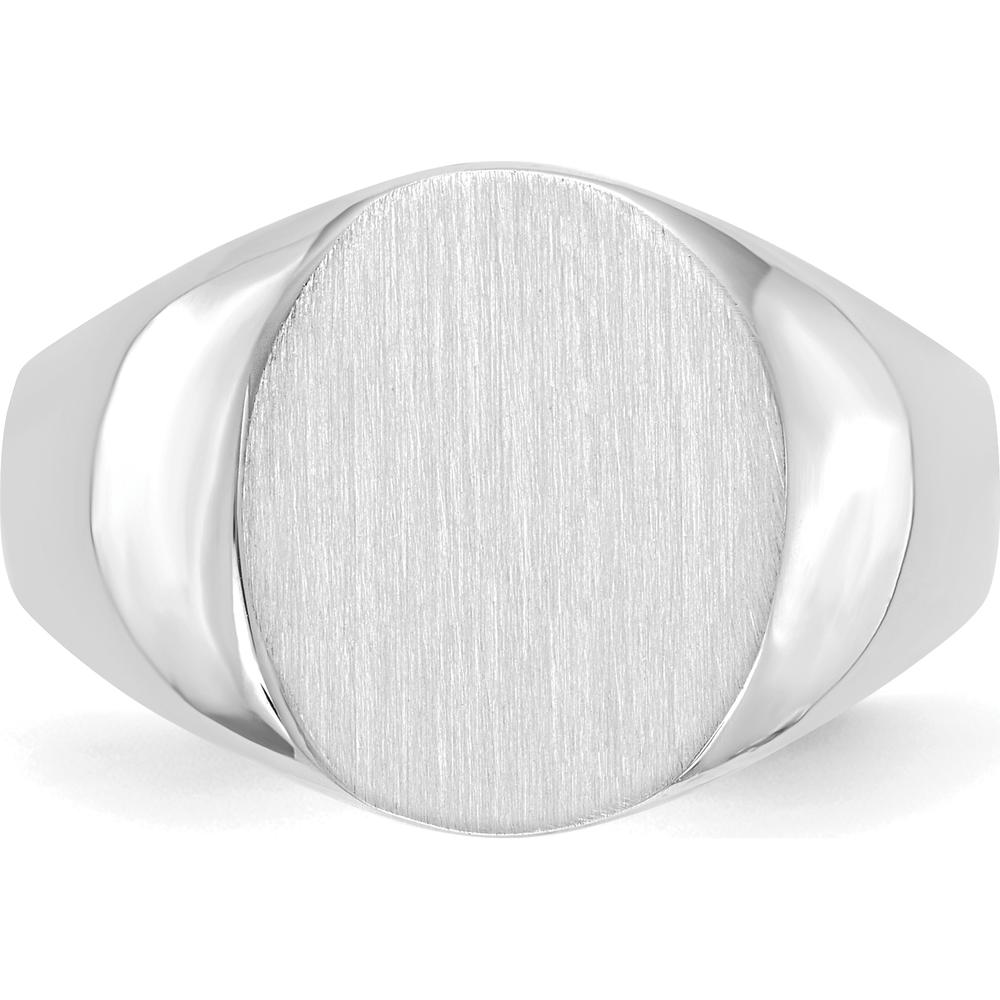 14K White Gold 13.0x15.5mm Open Back Signet Ring - Engravable, Rhodium Plated by 0