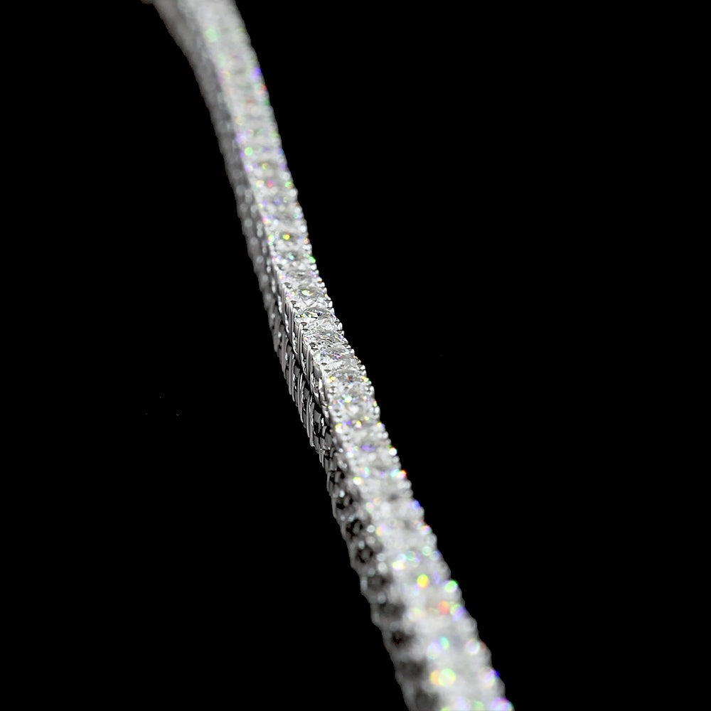 14K White Gold 13.14 Carat Lariat Necklace with Oval Cut Lab-Grown Diamonds and Prong Setting - 143 Stones Total - Covaloro Fine Jewelry
