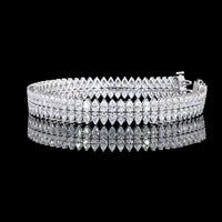 14K White Gold 13.58 Carat Pear Shape Lab Diamond Tennis Bracelet with North-South Prong Set E-F VS Stones - Covaloro Fine Jewelry