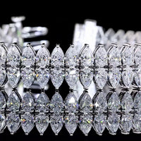 14K White Gold 13.58 Carat Pear Shape Lab Diamond Tennis Bracelet with North-South Prong Set E-F VS Stones - Covaloro Fine Jewelry