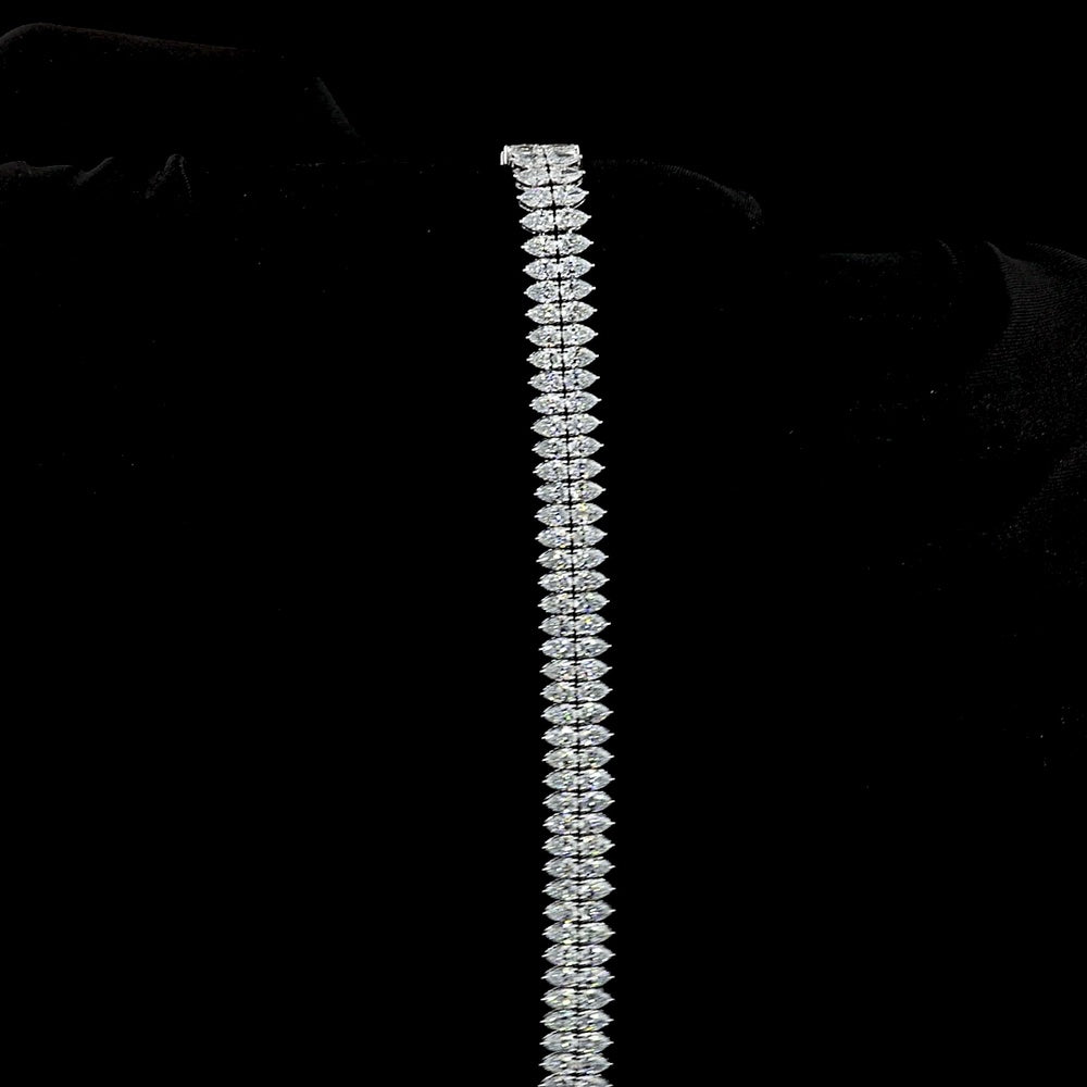 14K White Gold 13.58 Carat Pear Shape Lab Diamond Tennis Bracelet with North-South Prong Set E-F VS Stones - Covaloro Fine Jewelry