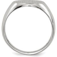 14K White Gold 13.5x12.5mm Closed Back Signet Ring with Satin Finish - Unisex and Engravable by 0