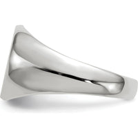 14K White Gold 13.5x12.5mm Closed Back Signet Ring with Satin Finish - Unisex and Engravable by 0