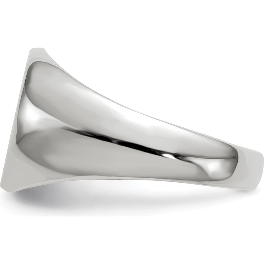 14K White Gold 13.5x12.5mm Closed Back Signet Ring with Satin Finish - Unisex and Engravable by 0