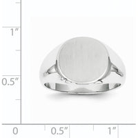 14K White Gold 13.5x12.5mm Closed Back Signet Ring with Satin Finish - Unisex and Engravable by 0