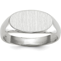 14K White Gold 13.5x7.5mm Open Back Signet Ring with Satin and Polished Finish by 0