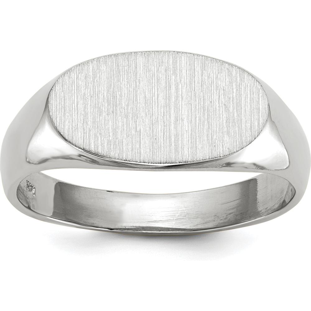 14K White Gold 13.5x7.5mm Open Back Signet Ring with Satin and Polished Finish by 0