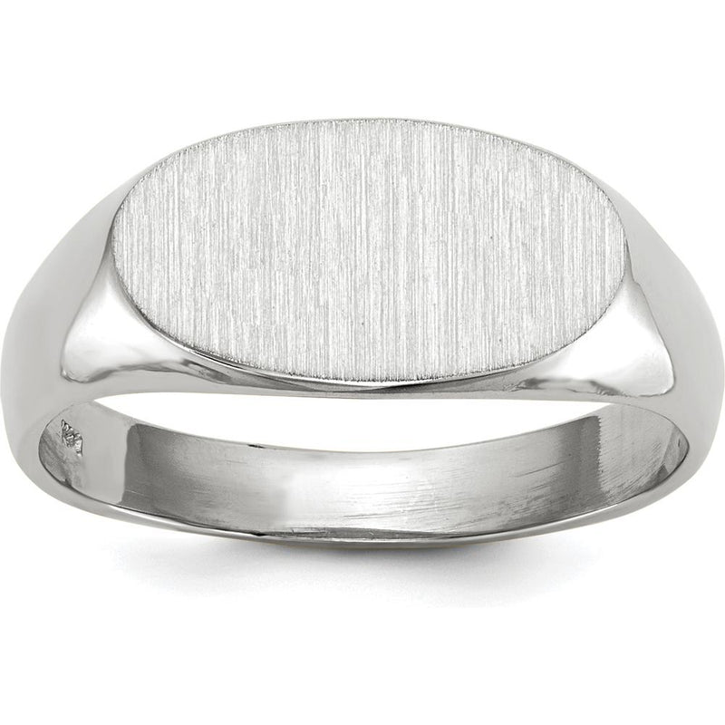 14K White Gold 13.5x7.5mm Open Back Signet Ring with Satin and Polished Finish by 0
