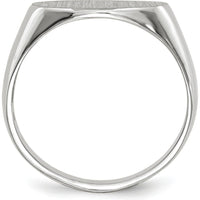 14K White Gold 13.5x7.5mm Open Back Signet Ring with Satin and Polished Finish by 0