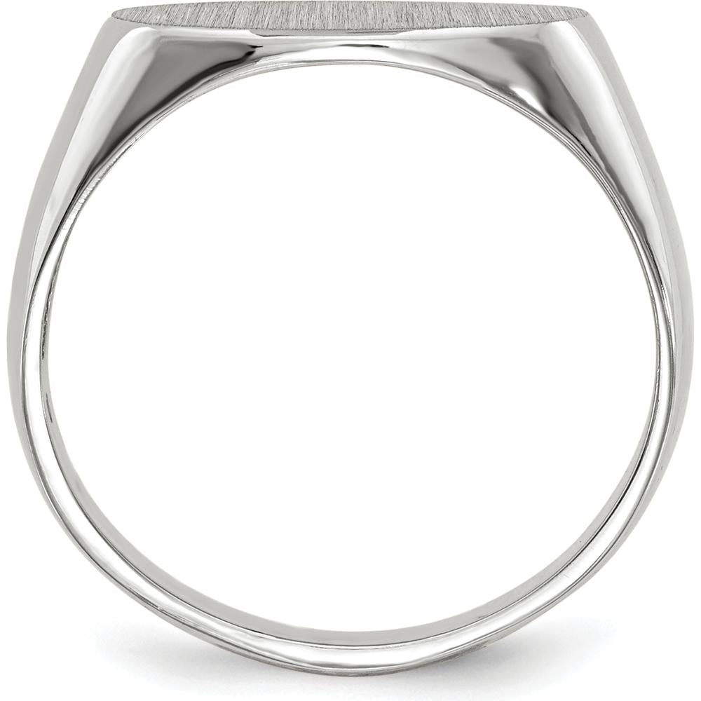 14K White Gold 13.5x7.5mm Open Back Signet Ring with Satin and Polished Finish by 0