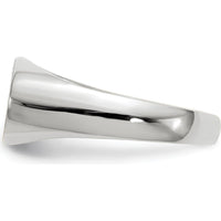 14K White Gold 13.5x7.5mm Open Back Signet Ring with Satin and Polished Finish by 0