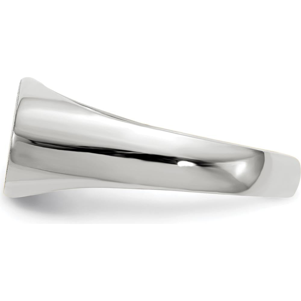 14K White Gold 13.5x7.5mm Open Back Signet Ring with Satin and Polished Finish by 0