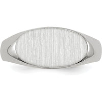 14K White Gold 13.5x7.5mm Open Back Signet Ring with Satin and Polished Finish by 0