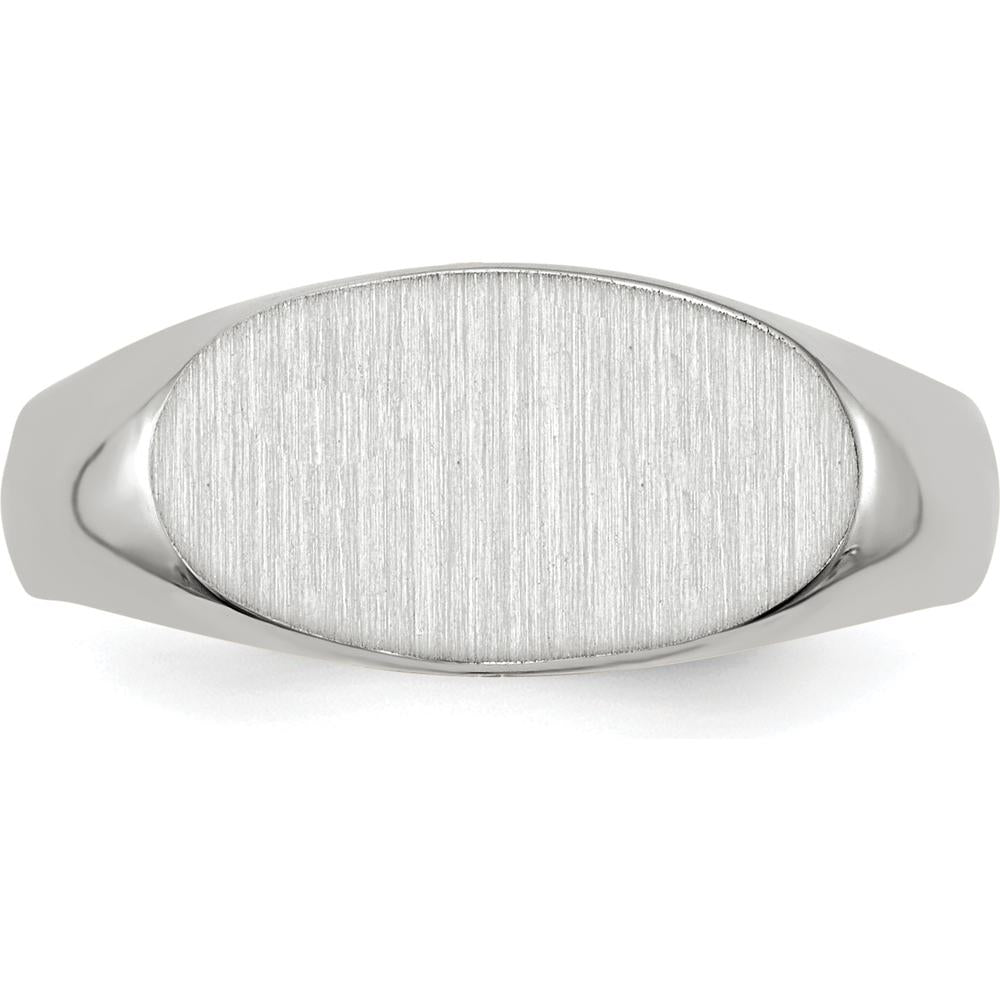 14K White Gold 13.5x7.5mm Open Back Signet Ring with Satin and Polished Finish by 0