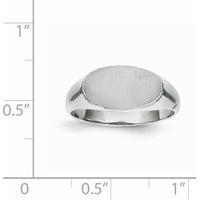 14K White Gold 13.5x7.5mm Open Back Signet Ring with Satin and Polished Finish by 0