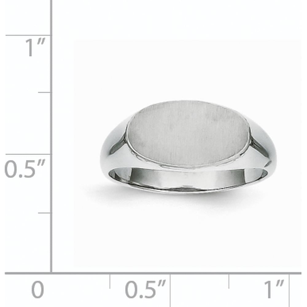 14K White Gold 13.5x7.5mm Open Back Signet Ring with Satin and Polished Finish by 0