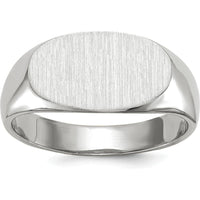 14K White Gold 13.5x7.5mm Satin & Polished Signet Ring - Engravable by 0