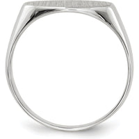 14K White Gold 13.5x7.5mm Satin & Polished Signet Ring - Engravable by 0