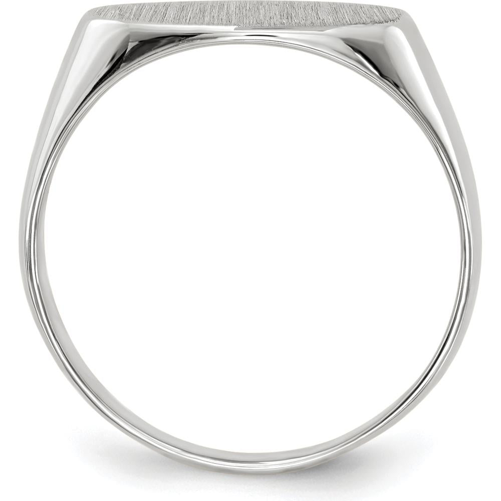 14K White Gold 13.5x7.5mm Satin & Polished Signet Ring - Engravable by 0