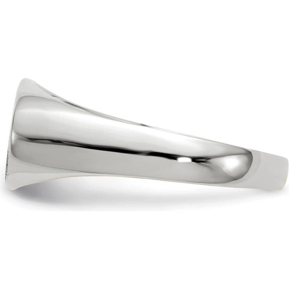 14K White Gold 13.5x7.5mm Satin & Polished Signet Ring - Engravable by 0