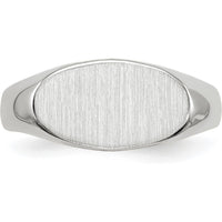 14K White Gold 13.5x7.5mm Satin & Polished Signet Ring - Engravable by 0