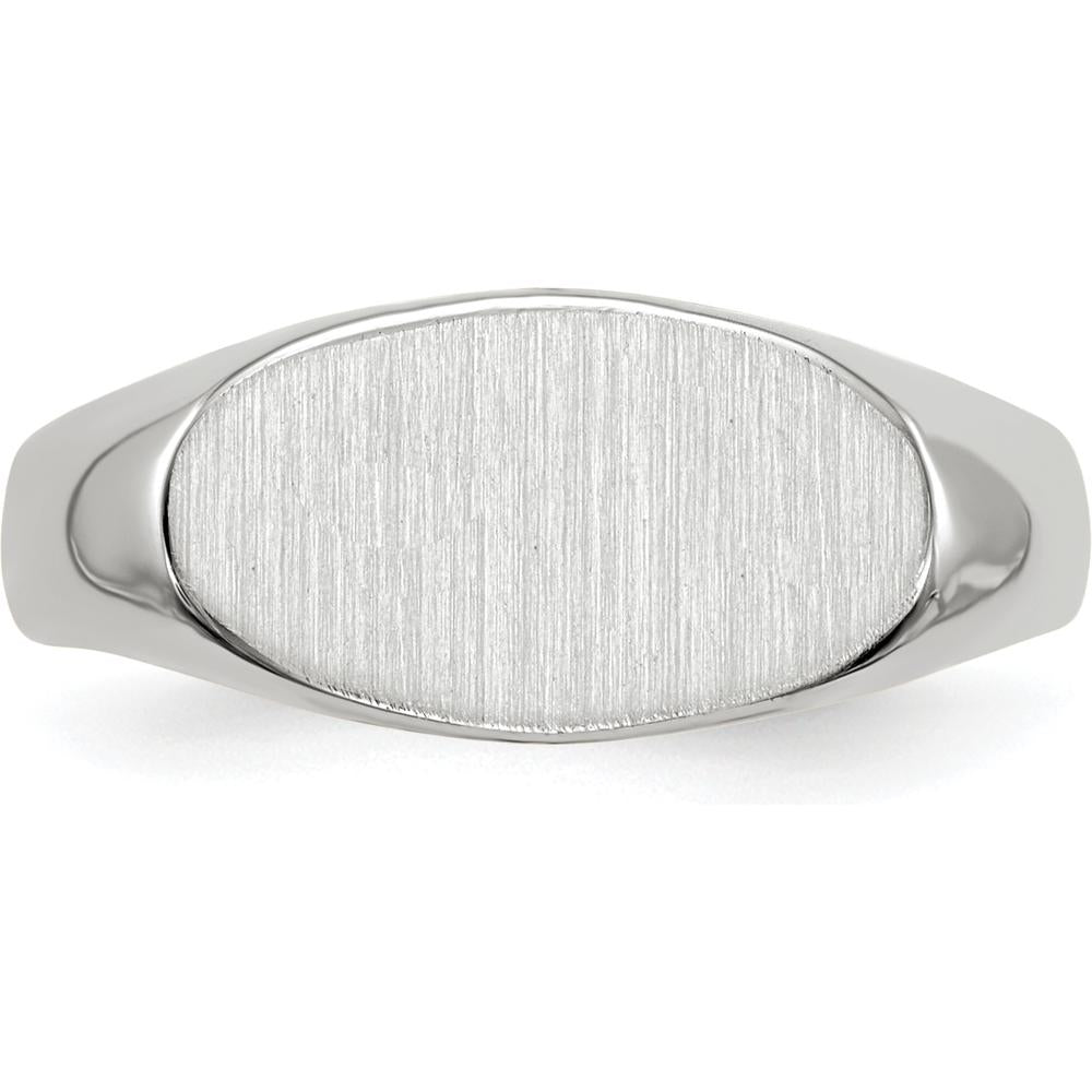14K White Gold 13.5x7.5mm Satin & Polished Signet Ring - Engravable by 0