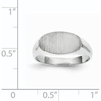 14K White Gold 13.5x7.5mm Satin & Polished Signet Ring - Engravable by 0