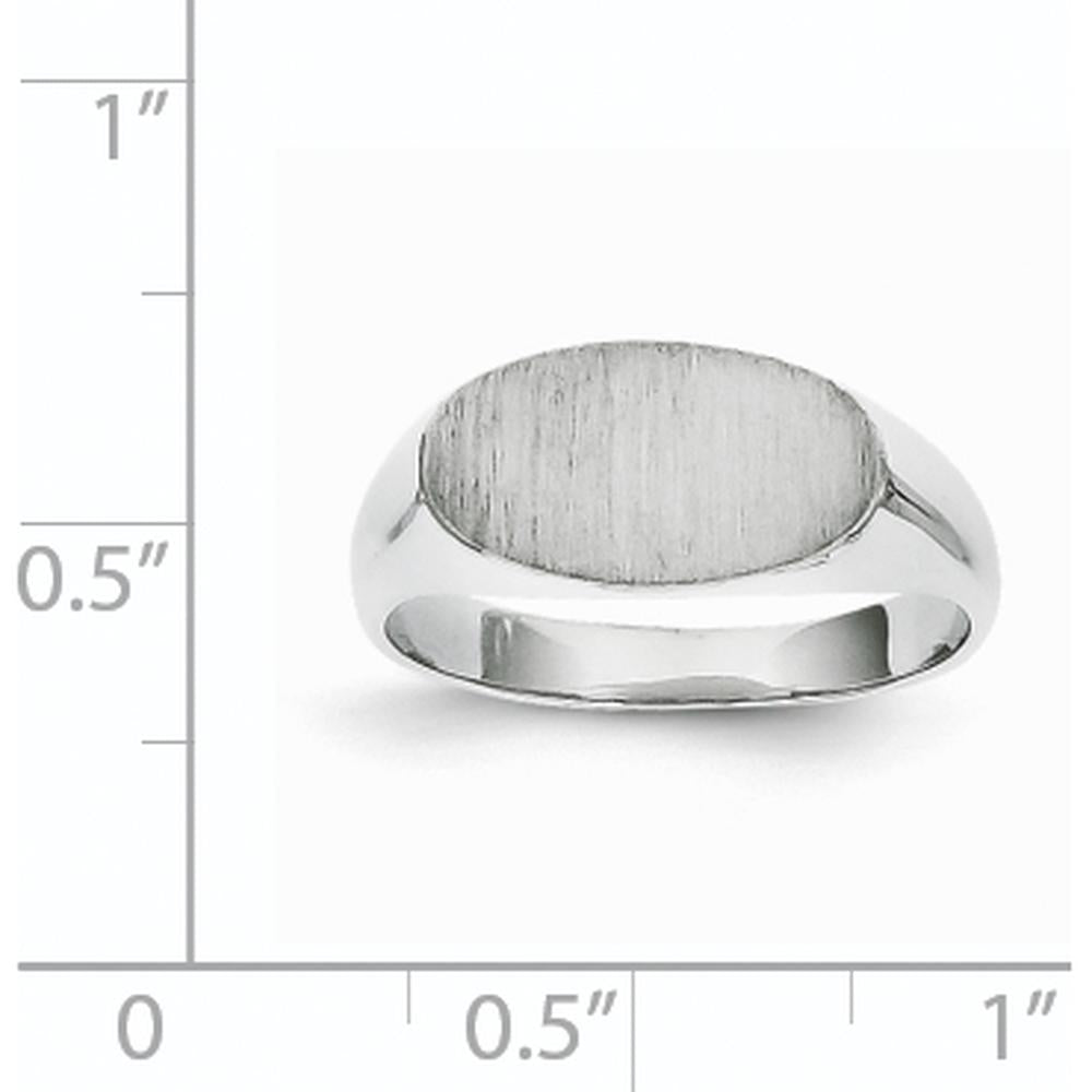 14K White Gold 13.5x7.5mm Satin & Polished Signet Ring - Engravable by 0