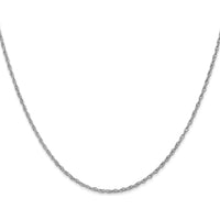 14K White Gold 14" 1.3mm Heavy Baby Rope Chain with Lobster Clasp - Polished Rhodium-Plated Finish by Oro Pregiato