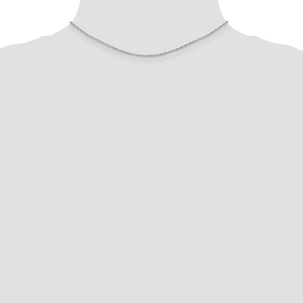 14K White Gold 14" 1.3mm Heavy Baby Rope Chain with Lobster Clasp - Polished Rhodium-Plated Finish by Oro Pregiato