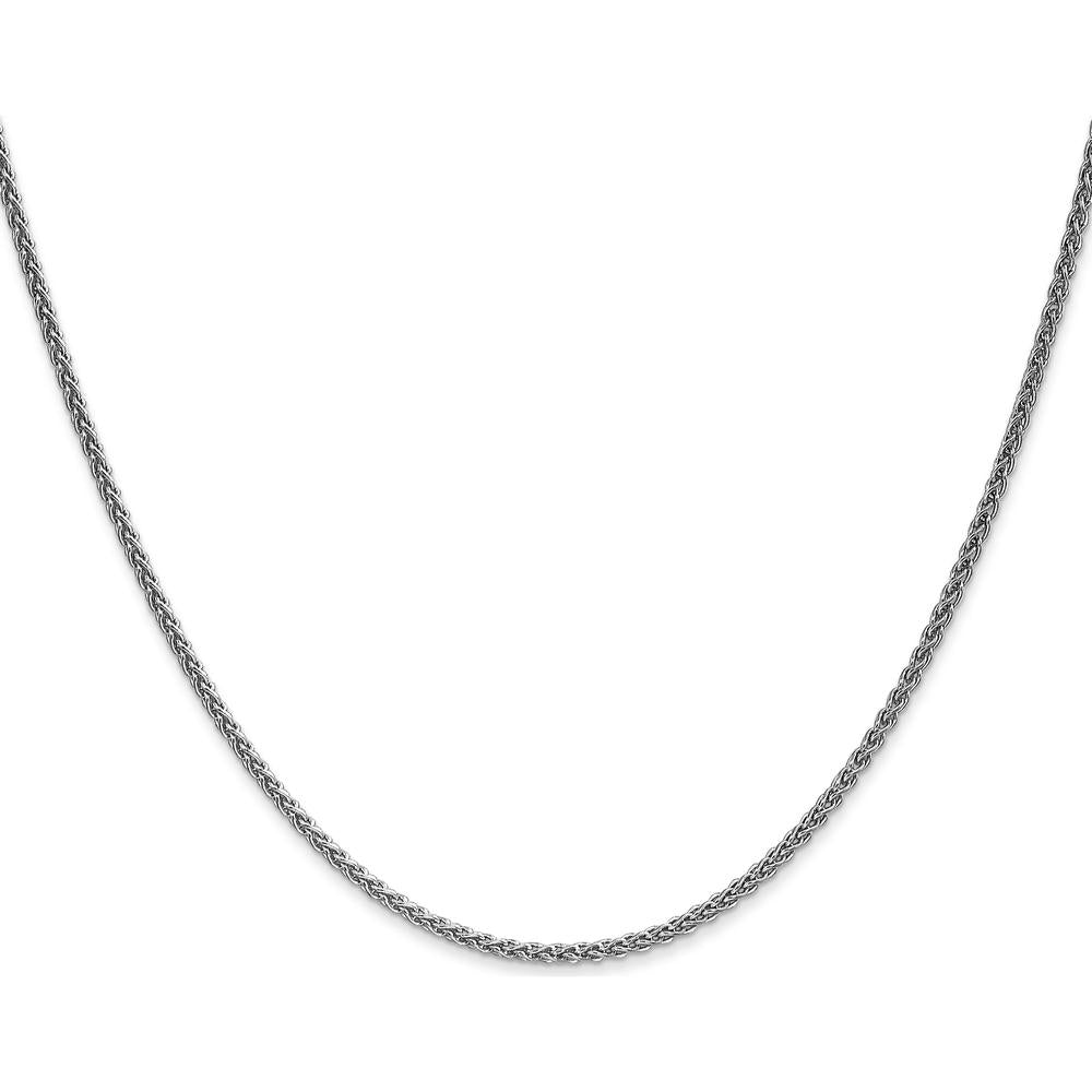 14K White Gold 14" 1.7mm Spiga Chain with Lobster Clasp Necklace - Polished Rhodium Finish by Oro Pregiato