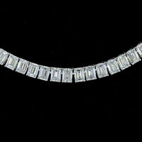 14K White Gold 14.25 Carat Tennis Necklace with Prong Set Emerald Cut Lab Diamonds - E-F Color, VS Clarity, 145 Stones - Covaloro Fine Jewelry