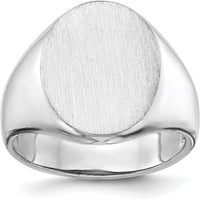 14K White Gold 14.5x18.0mm Open Back Signet Ring - Polished & Satin Finish by 0