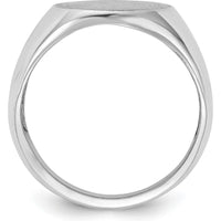 14K White Gold 14.5x18.0mm Open Back Signet Ring - Polished & Satin Finish by 0