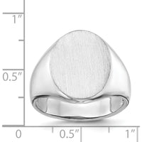 14K White Gold 14.5x18.0mm Open Back Signet Ring - Polished & Satin Finish by 0