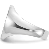14K White Gold 14.5x18.0mm Open Back Signet Ring - Polished & Satin Finish by 0