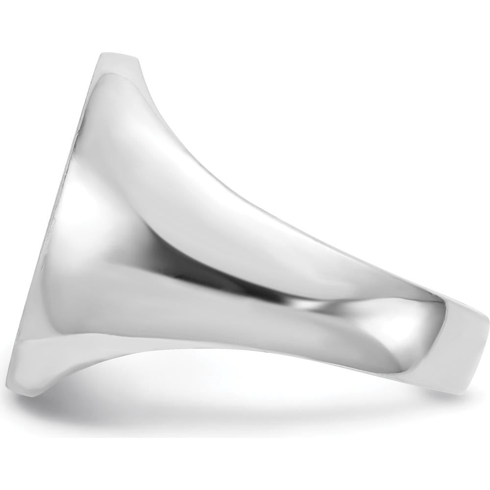 14K White Gold 14.5x18.0mm Open Back Signet Ring - Polished & Satin Finish by 0