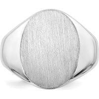14K White Gold 14.5x18.0mm Open Back Signet Ring - Polished & Satin Finish by 0