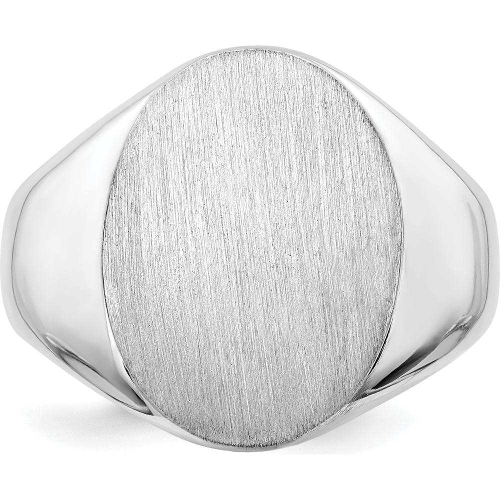 14K White Gold 14.5x18.0mm Open Back Signet Ring - Polished & Satin Finish by 0