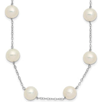 14K White Gold 14-Station Freshwater Cultured Pearl Necklace - 8-9mm by Monteluci Fine Jewelry