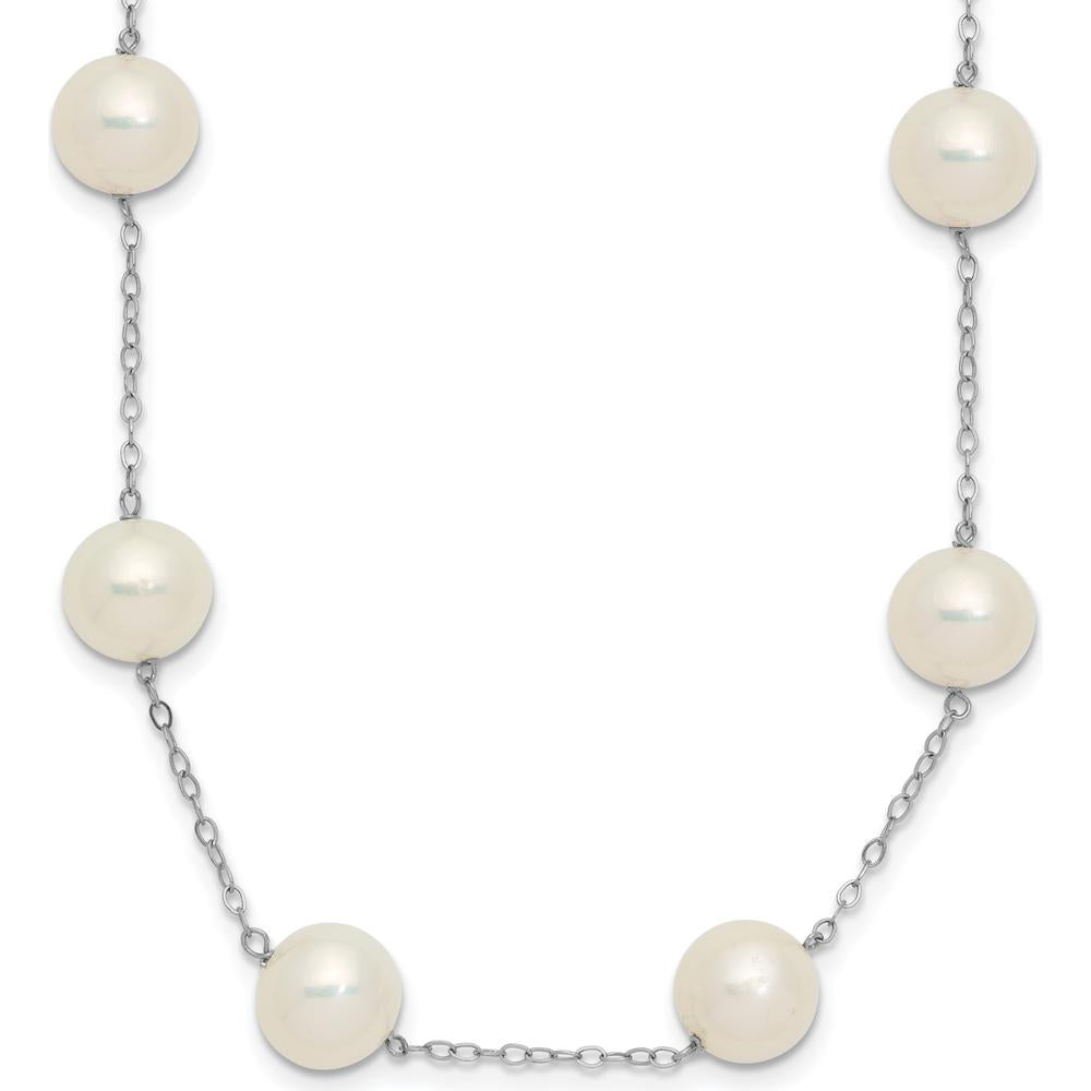 14K White Gold 14-Station Freshwater Cultured Pearl Necklace - 8-9mm by Monteluci Fine Jewelry