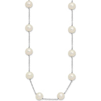 14K White Gold 14-Station Freshwater Cultured Pearl Necklace - 8-9mm by Monteluci Fine Jewelry