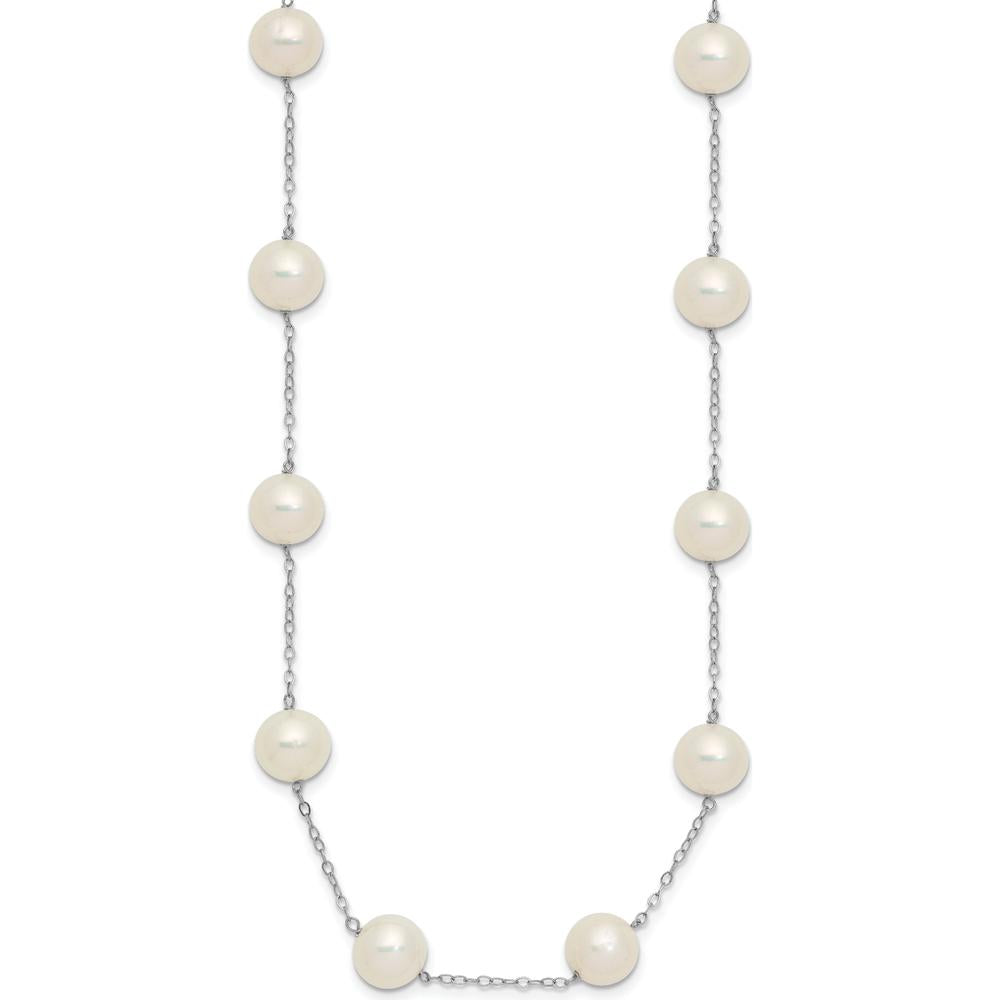 14K White Gold 14-Station Freshwater Cultured Pearl Necklace - 8-9mm by Monteluci Fine Jewelry