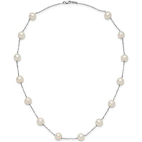 14K White Gold 14-Station Freshwater Cultured Pearl Necklace - 8-9mm by Monteluci Fine Jewelry