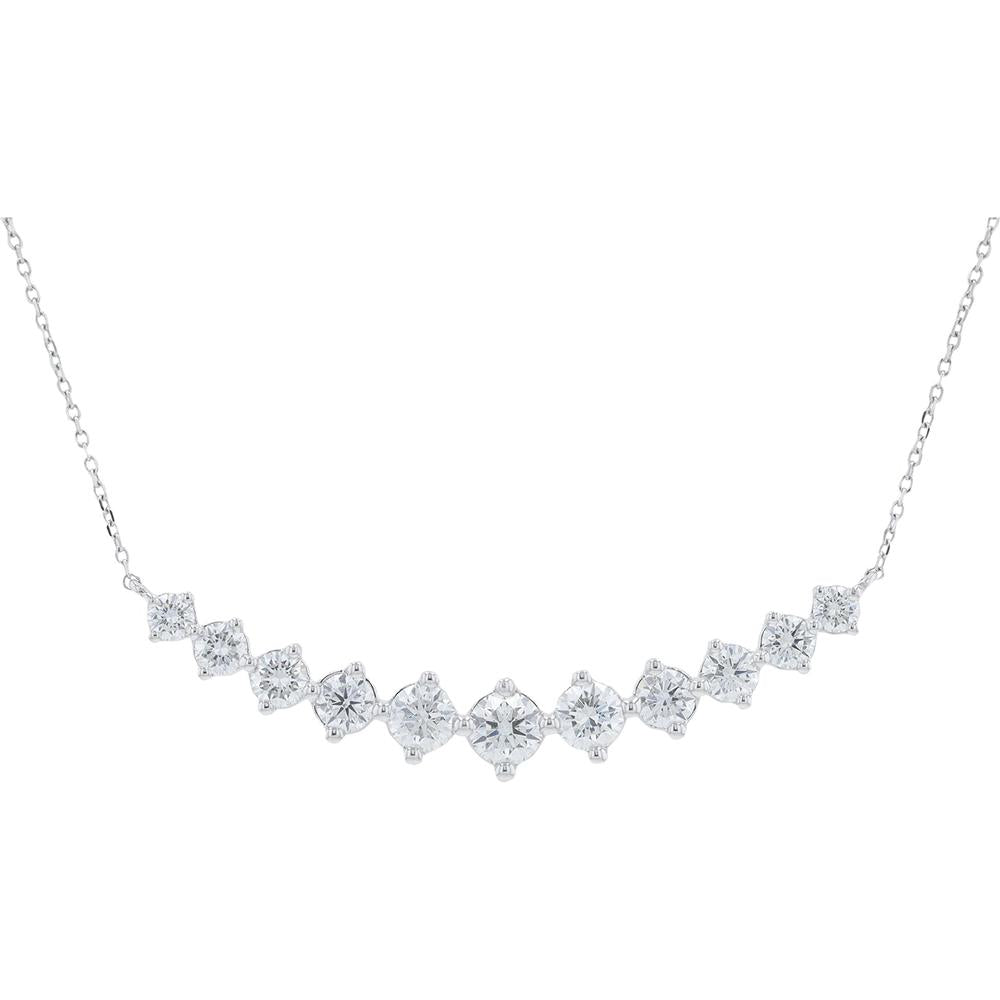 14K White Gold 14 Station Necklace with Prong Set Lab Grown Diamonds - 2.00 Carat Total Diamond Weight