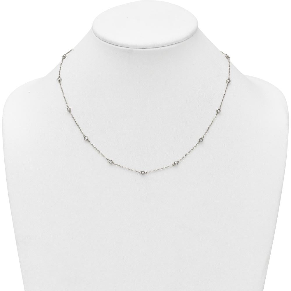 14K White Gold 15-Station Bezel-set Diamond Necklace - 1/2 Carat Total Diamond Weight by Oro Pregiato